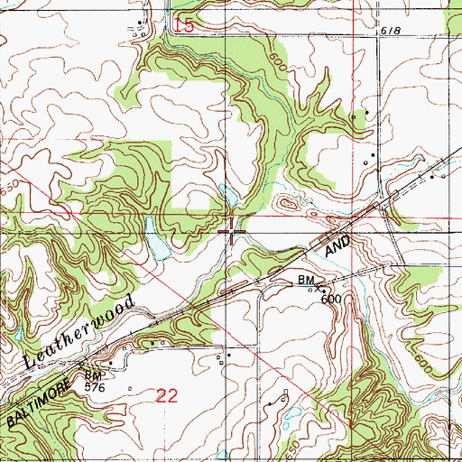 Topographic Map of Cat Creek, IN