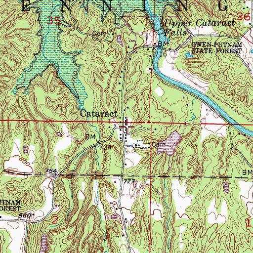 Topographic Map of Cataract, IN