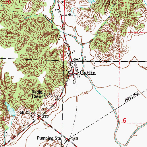 Topographic Map of Catlin, IN