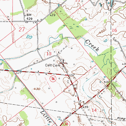 Topographic Map of Catt Cemetery, IN