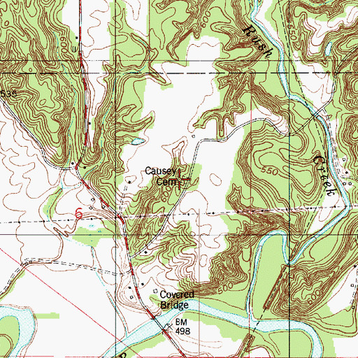 Topographic Map of Causey Cemetery, IN