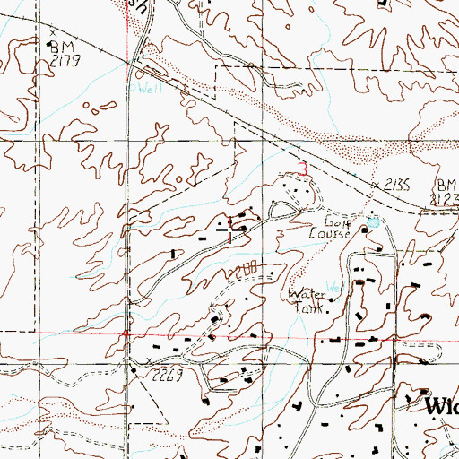 Topographic Map of Wickenburg Country Club, AZ