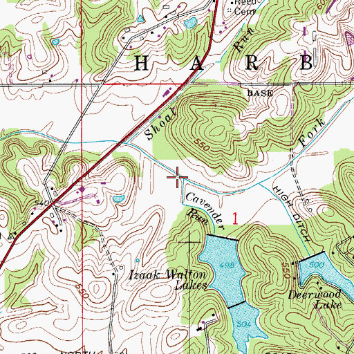 Topographic Map of Cavender Run, IN