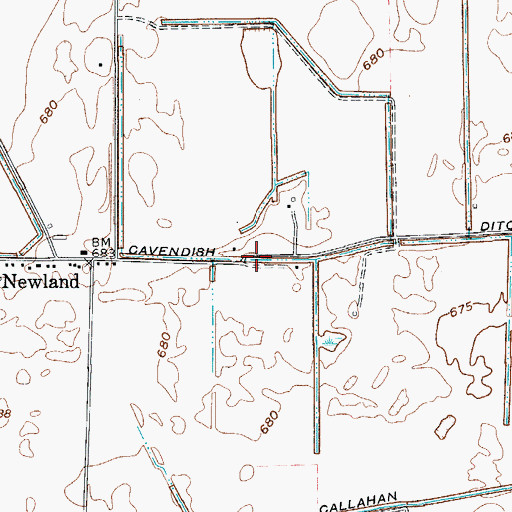 Topographic Map of Cavendish Ditch, IN