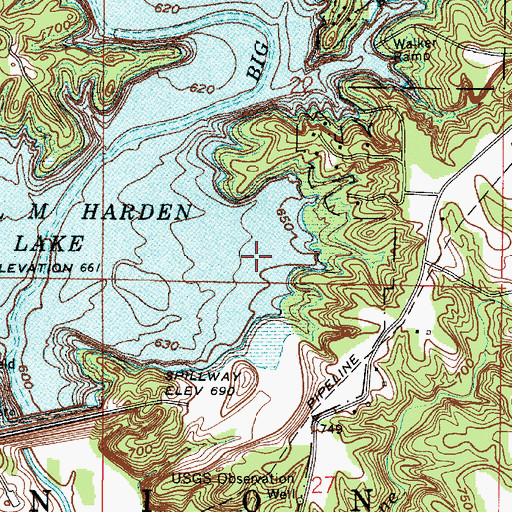 Topographic Map of Cecil M Harden Lake, IN