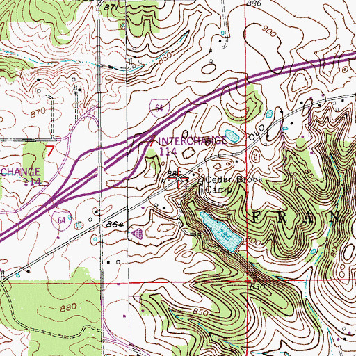 Topographic Map of Cedar Brook Camp, IN
