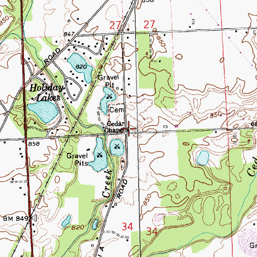 Topographic Map of Cedar Chapel, IN
