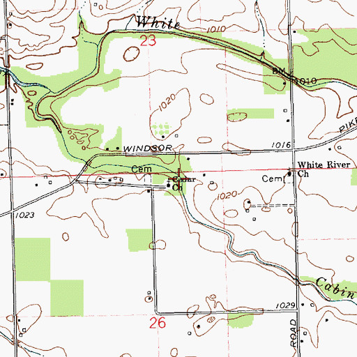 Topographic Map of Cedar Church, IN