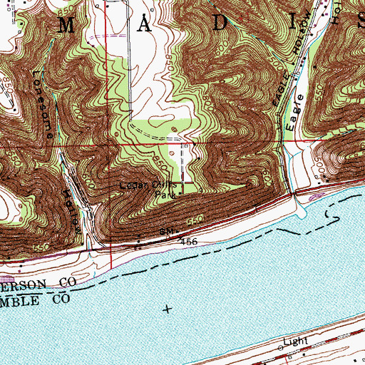 Topographic Map of Cedar Cliffs Park, IN