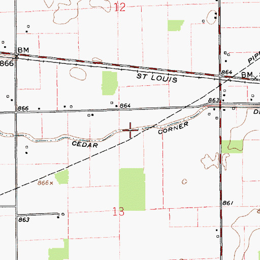 Topographic Map of Cedar Corner Ditch, IN