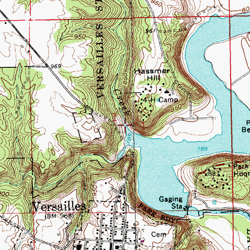 Topographic Map of Cedar Creek, IN