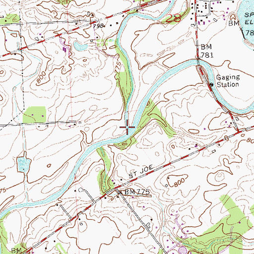 Topographic Map of Cedar Creek, IN