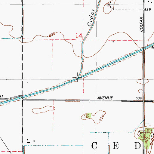 Topographic Map of Cedar Creek, IN