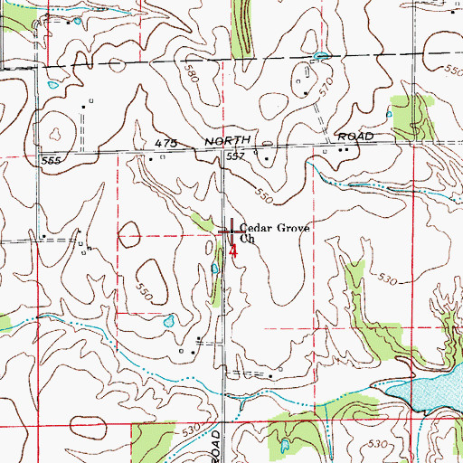 Topographic Map of Cedar Grove Church, IN