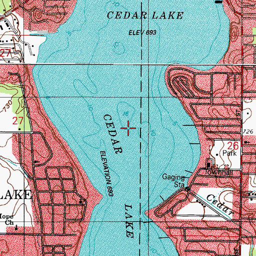 Topographic Map of Cedar Lake, IN