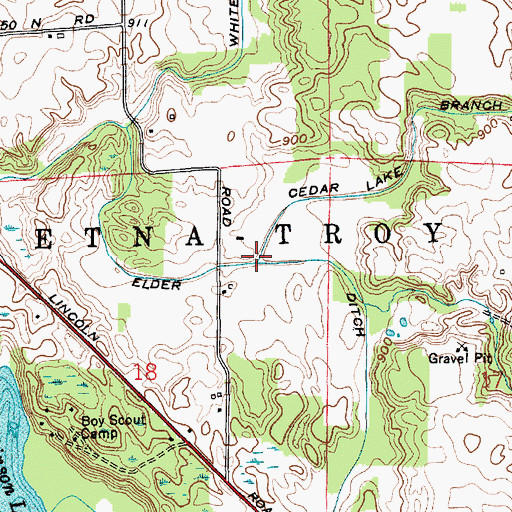 Topographic Map of Cedar Lake Branch, IN
