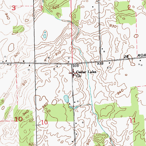 Topographic Map of Cedar Lake Church, IN