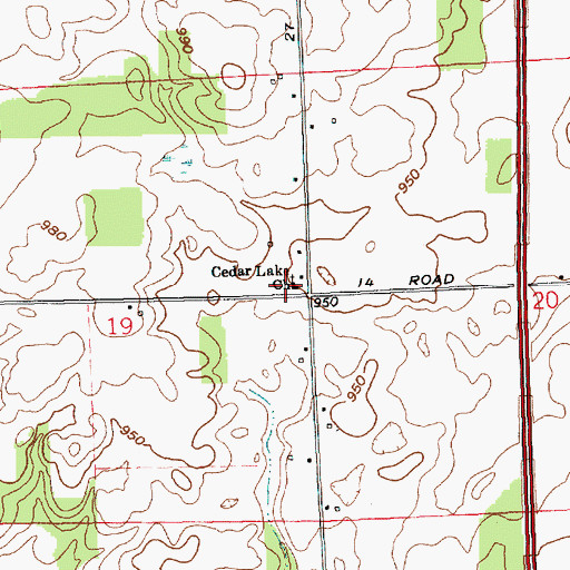 Topographic Map of Cedar Lake Church, IN