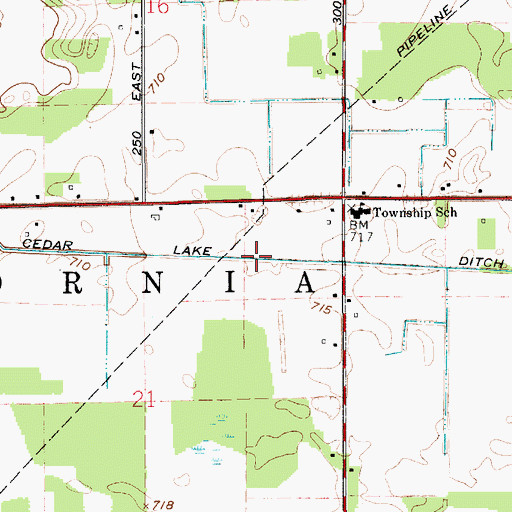 Topographic Map of Cedar Lake Ditch, IN