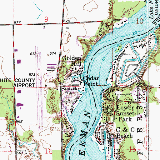 Topographic Map of Cedar Point, IN