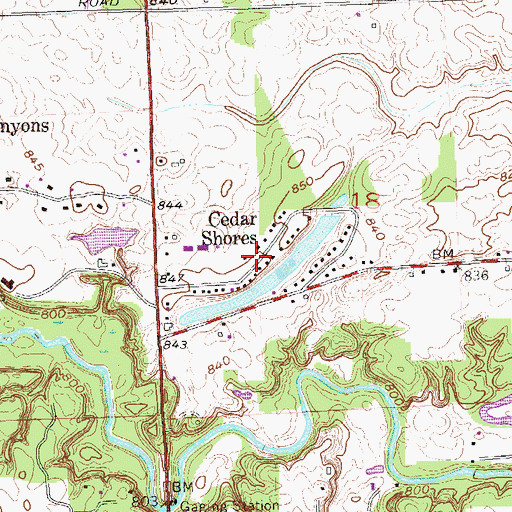 Topographic Map of Cedar Shores, IN