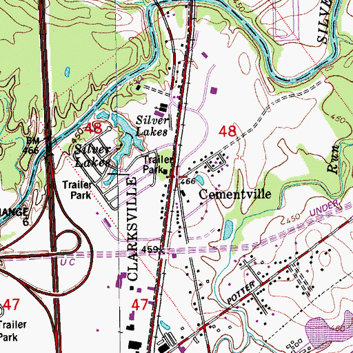 Topographic Map of Cementville, IN
