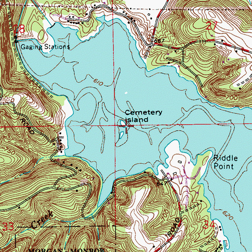 Topographic Map of Cemetery Island, IN