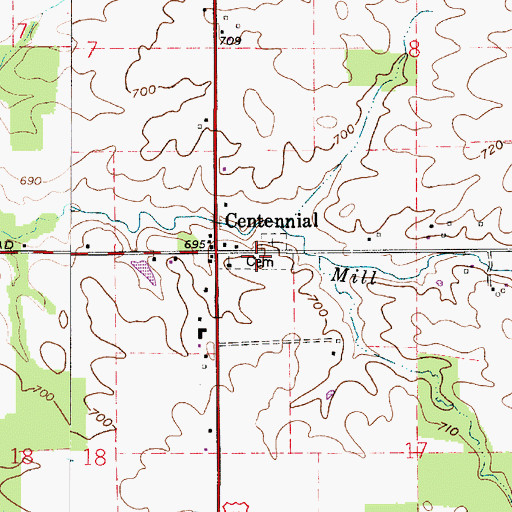 Topographic Map of Centennial Cemetery, IN