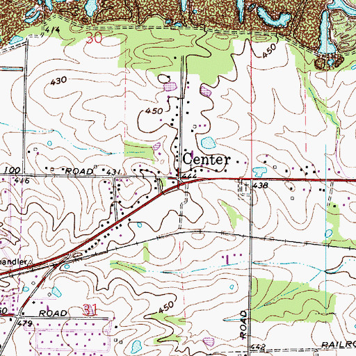Topographic Map of Center, IN