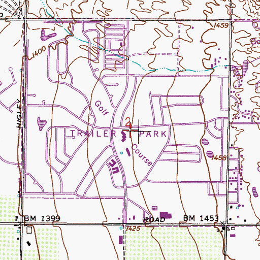 Topographic Map of Apache Wells Golf Course, AZ