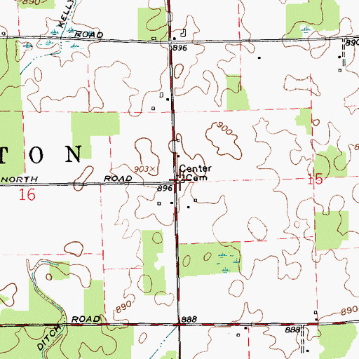 Topographic Map of Center Cemetery, IN