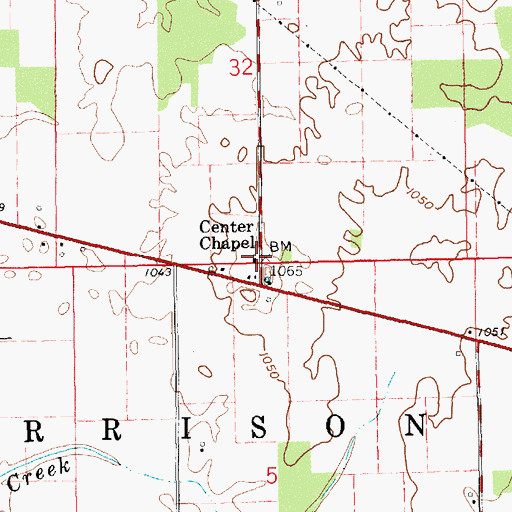 Topographic Map of Center Chapel, IN