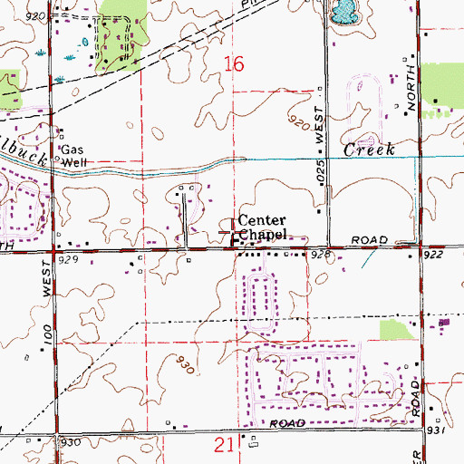 Topographic Map of Center Chapel, IN