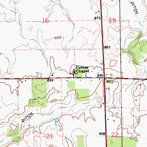 Topographic Map of Center Chapel, IN