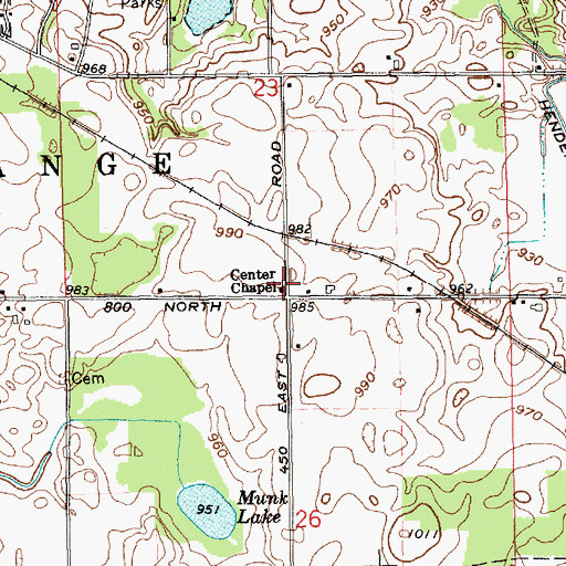 Topographic Map of Center Chapel, IN