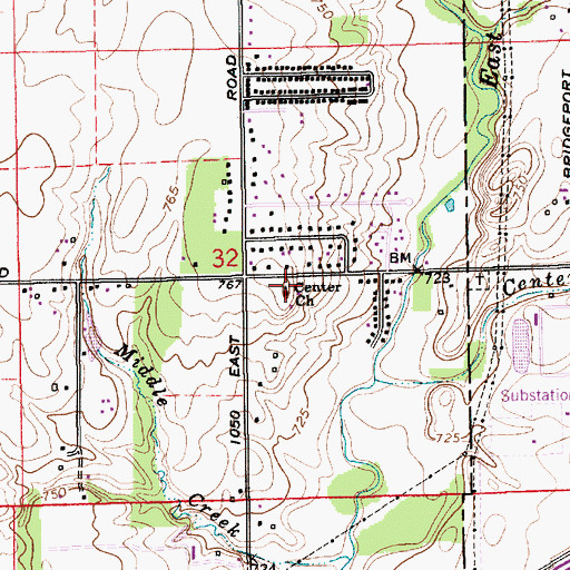 Topographic Map of Center Church, IN