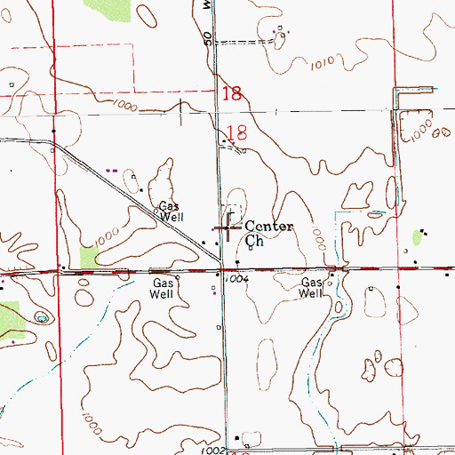 Topographic Map of Center Church, IN