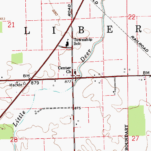 Topographic Map of Center Church, IN