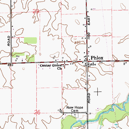 Topographic Map of Center Grove Church, IN