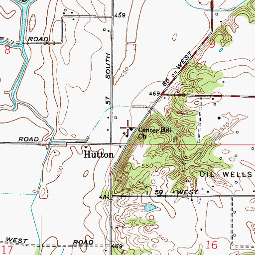 Topographic Map of Center Hill Church, IN