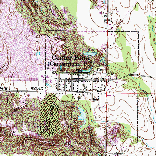 Topographic Map of Center Point, IN