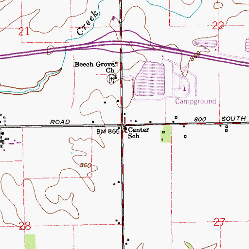 Topographic Map of Center School, IN