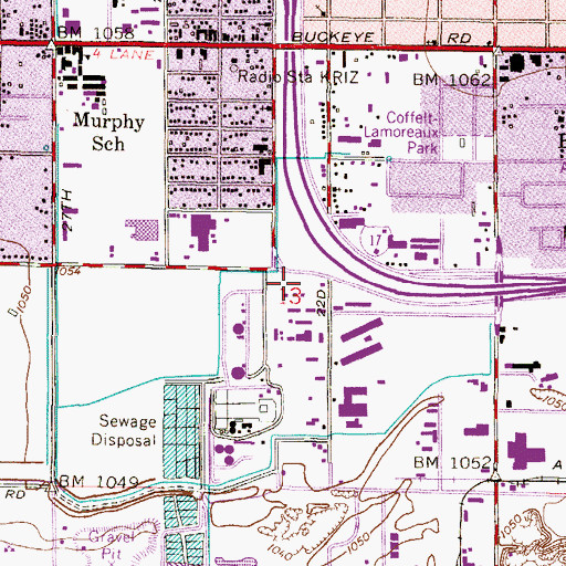 Topographic Map of Arizona Highway Maintenance Durango Yard, AZ