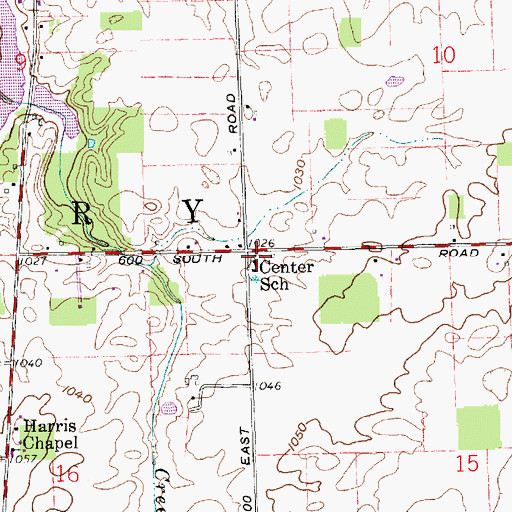 Topographic Map of Center School, IN