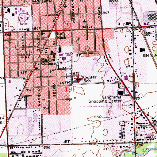 Topographic Map of Center Elementary School, IN