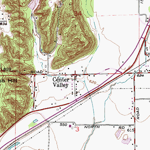 Topographic Map of Center Valley, IN
