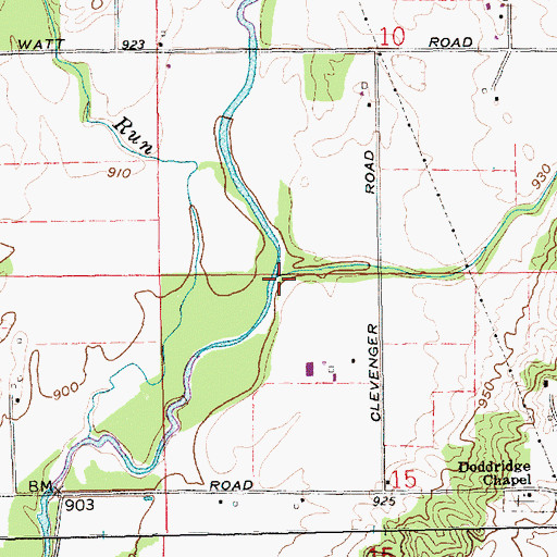 Topographic Map of Centeral Run, IN