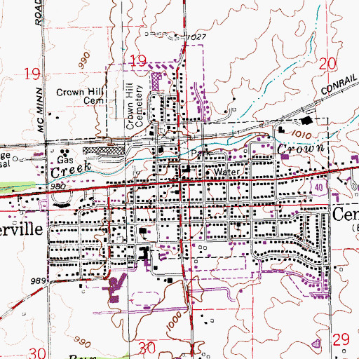 Topographic Map of Centerville, IN