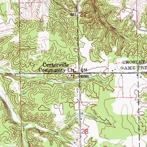 Topographic Map of Centerville Community Church, IN