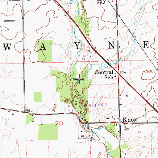 Topographic Map of Central Creek, IN
